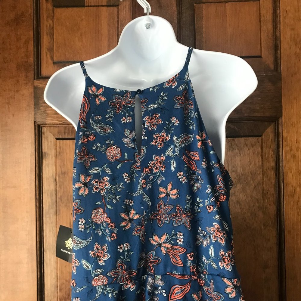 NWT Fortune + Ivy Blue w/Scattered Flowers Halter-Style Dress Large - Picture 7 of 10